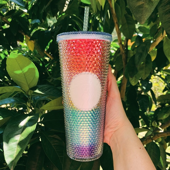 rainbow studded starbucks cup
